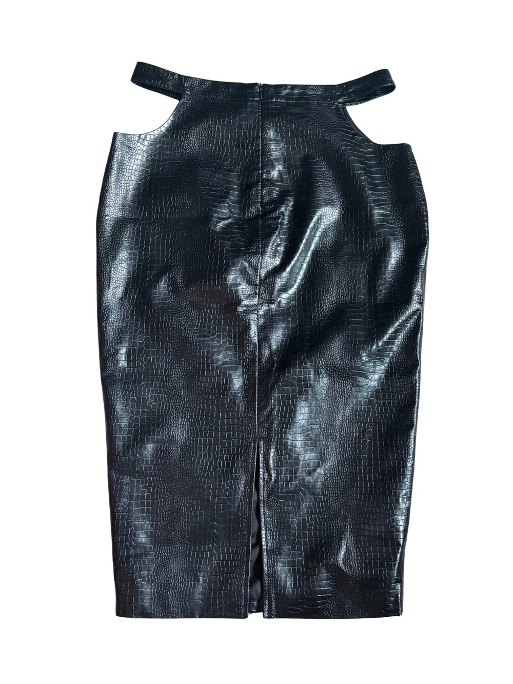 Nasty Gal Faux Croc Leather Pencil Skirt in Black - Picture 2 of 5